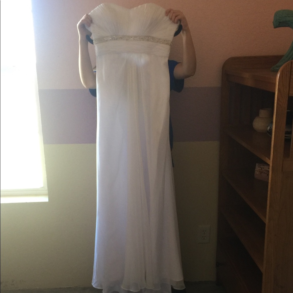 White beaded wedding / prom dress strapless